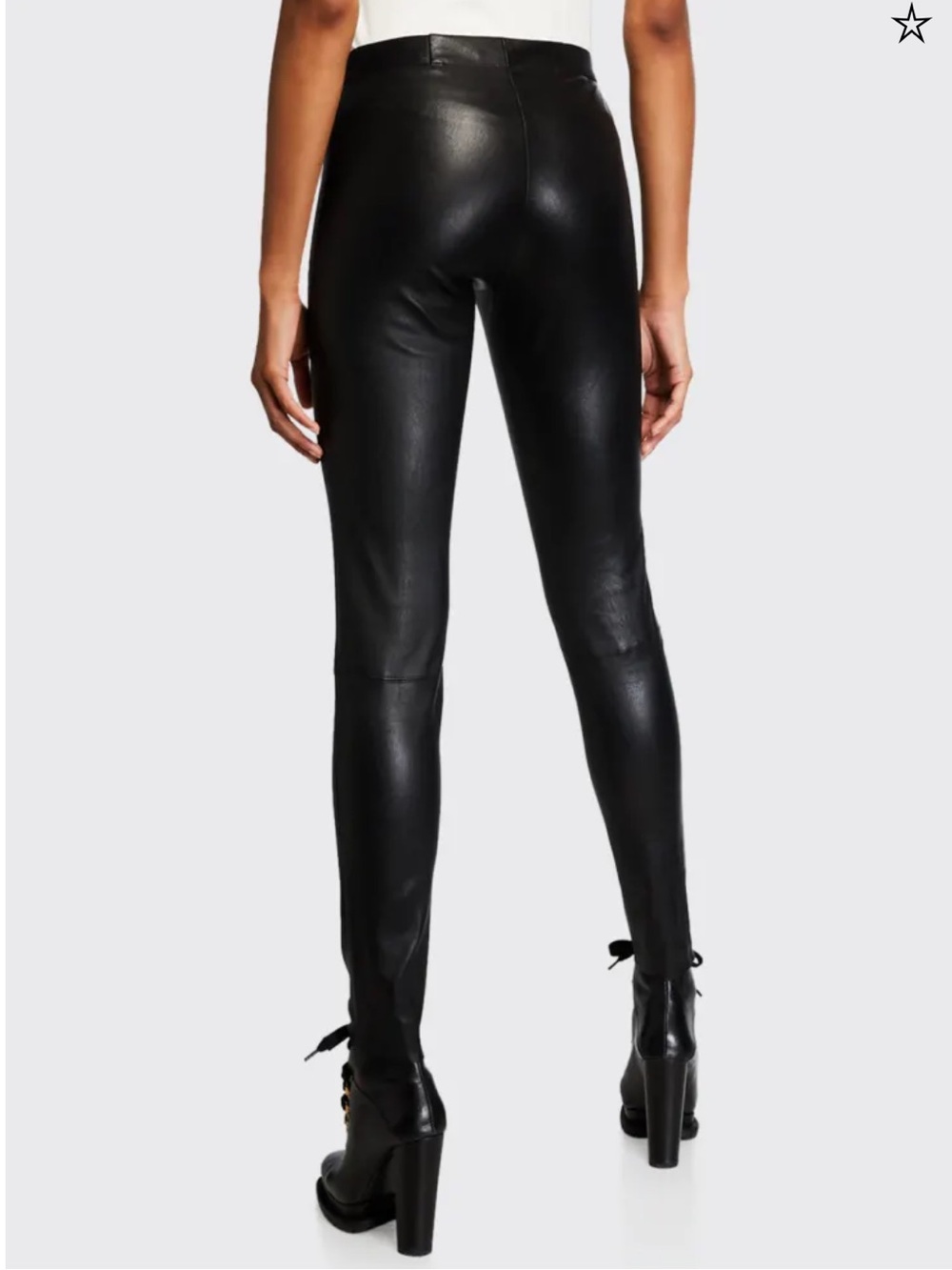 ALICE + OLIVIA Black Lamb Leather Low Waisted Leggings - Picture 2 of 9
